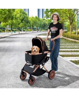 3-in-1 Pet Stroller w/ Removable Carrier Sun Shade Removable Pad Safety Belt