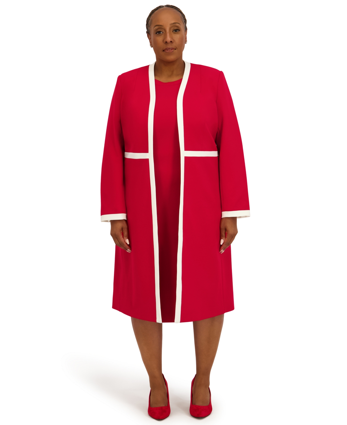 Kasper Women's Framed Waist Seam Open Topper Jacket, Regular & Plus