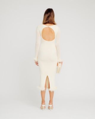 Women's Feather-Trim Open-Back Knit Serenity Dress