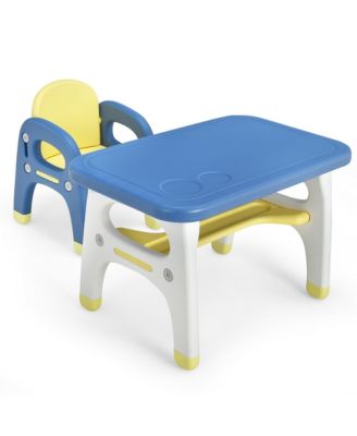 Kids Dinosaur Table and Chair Set Activity Study Desk Building Blocks