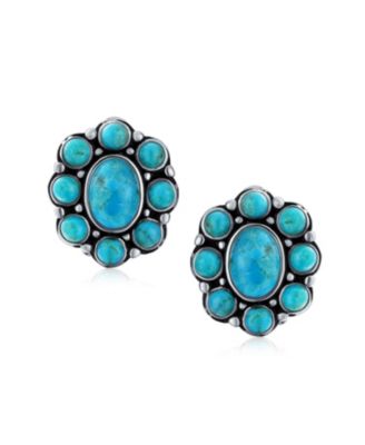 Set of 2 Southwestern-Inspired Turquoise and Multi-color Clip-On Earrings Sterling Silver