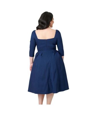 Plus Size Woven Sweetheart Neckline Lamar Swing Dress