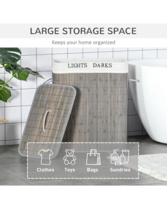 Bamboo Laundry Basket, Collapsible Laundry Hamper,