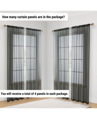 Essentials Sheer Voile Window Treatment Rod Pocket Curtain Panels - Set Of 4