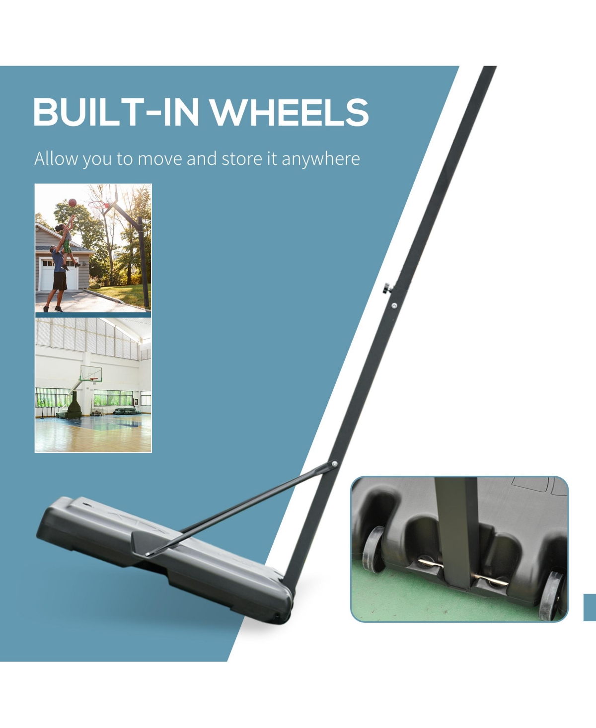 Soozier Portable Basketball Hoop with Backboard, Wheels, 8-10 ft,