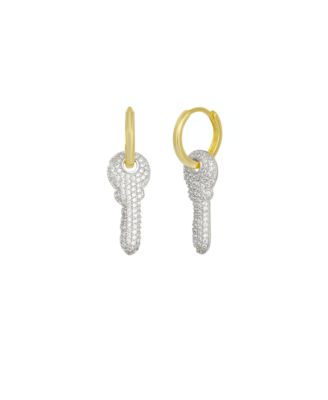 Spero London Key Gold Color Hoop Sterling Silver Earring - Silver 139$