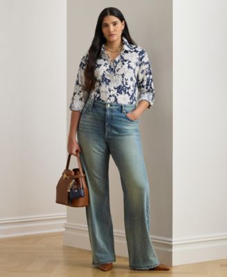 Plus Size Relaxed-Fit Floral Shirt