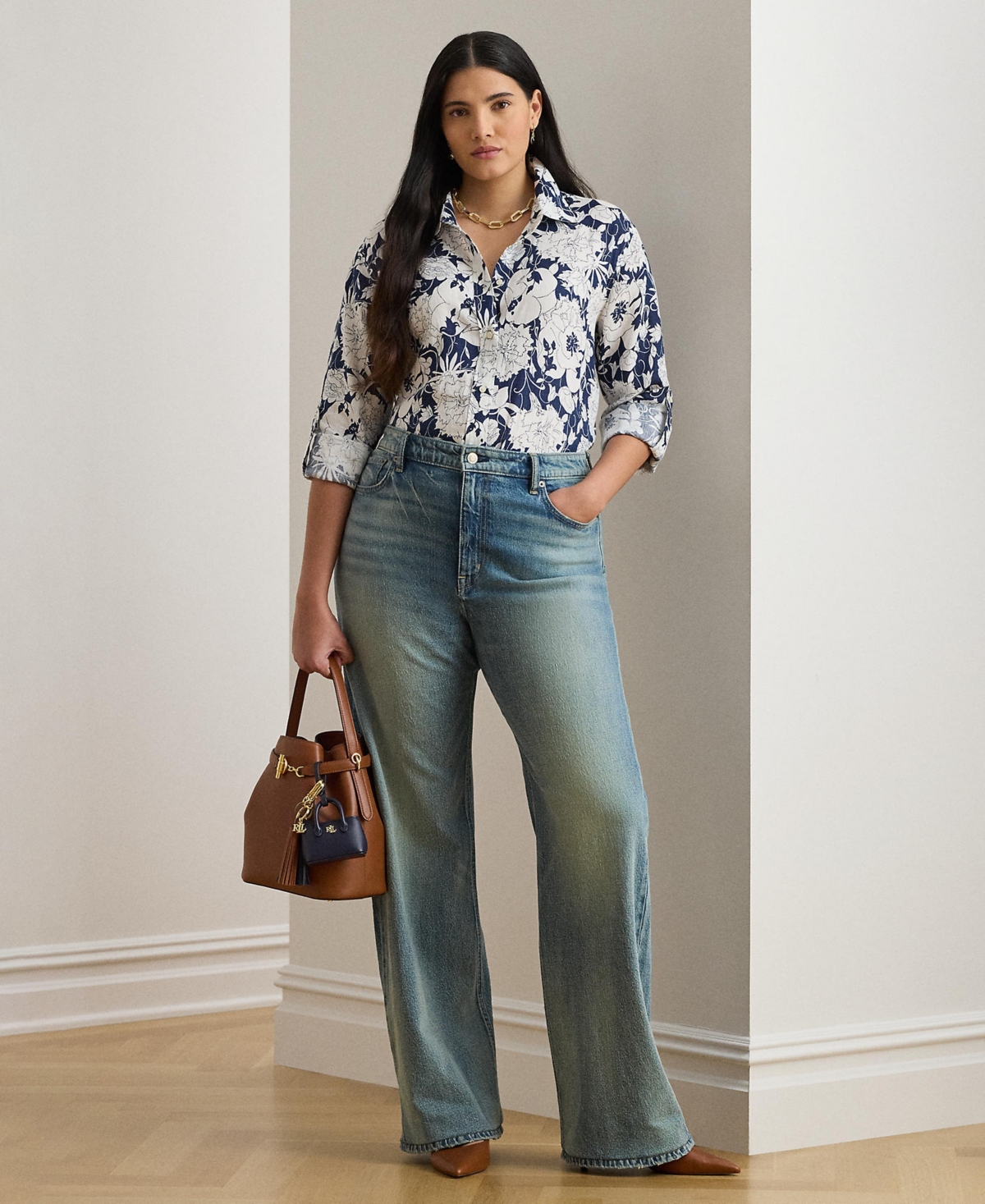Lauren Ralph Plus Relaxed-Fit Floral Shirt