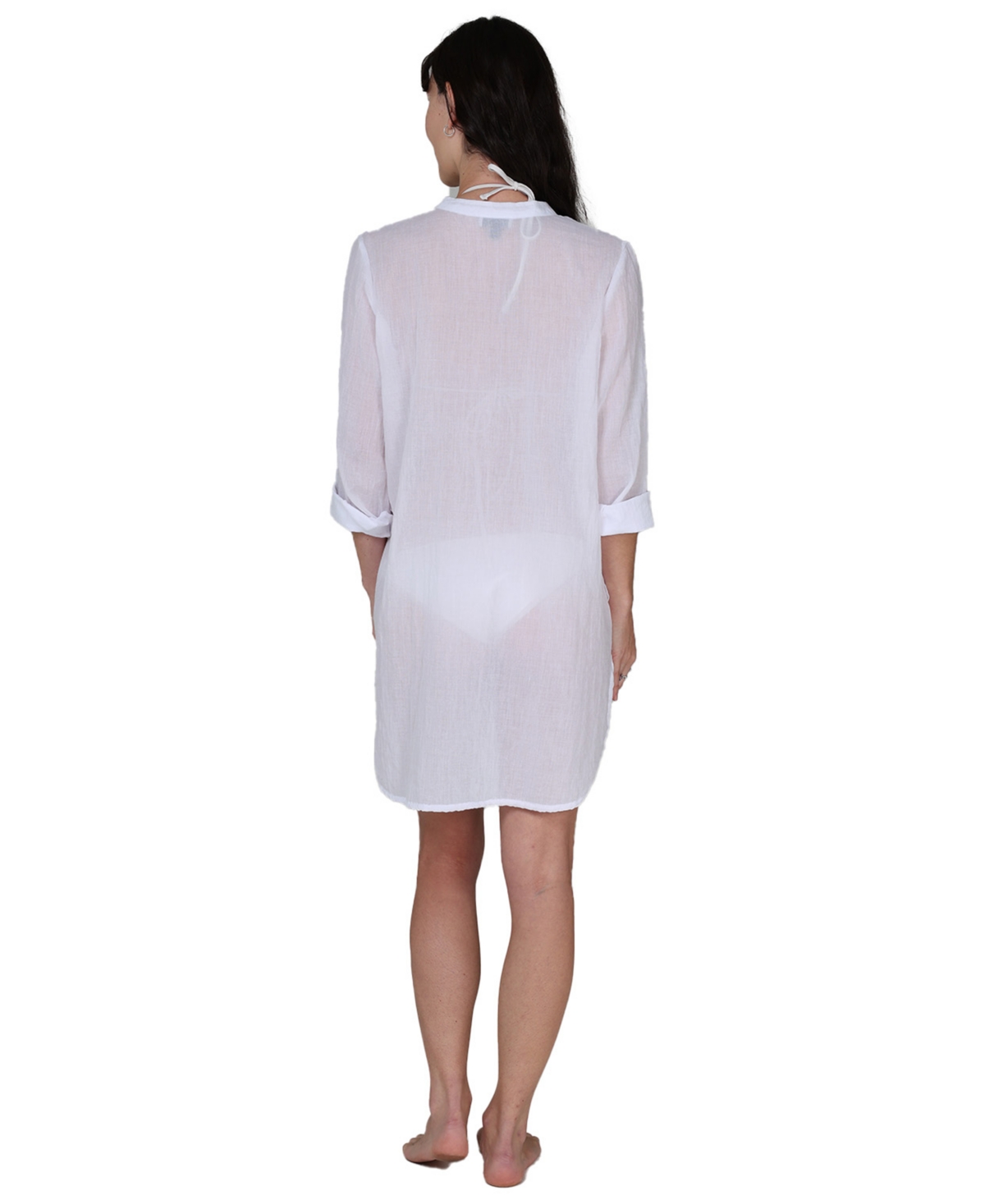 J Valdi Women's Button-down Swim Shirt In White