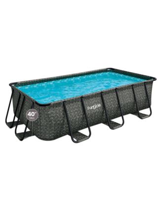 13' x 7' x 39" Oasis Rectangle Outdoor Above Ground Swimming Pool, Gray