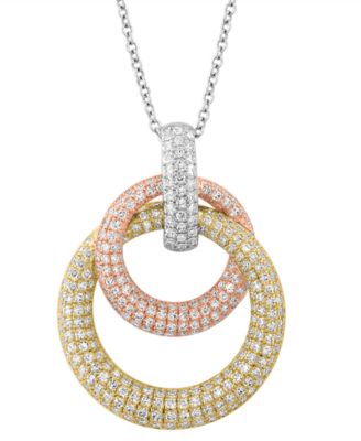 Diamond Pendant Necklace (1-1/8 ct. t.w.) in 14k Multi-Tone Gold
