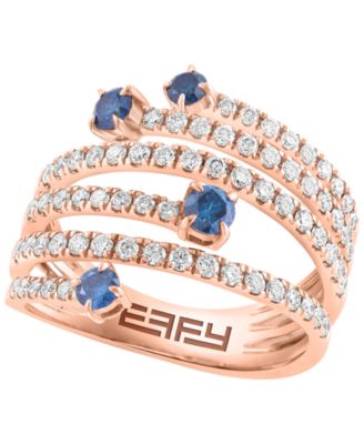 White and Blue Diamond (1-1/6 ct. t.w.) Ring in 14k Rose Gold