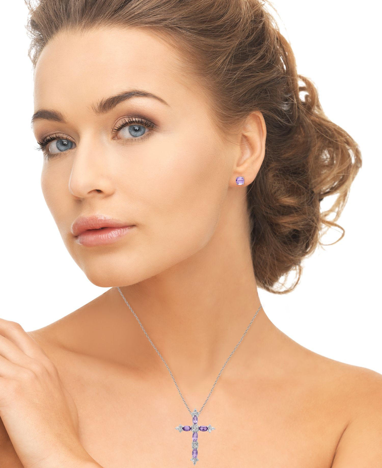 2-Pc. Amethyst & White Topaz Pendant Necklace & Earrings Set (2.35 ct. t.w.) in Sterling Silver