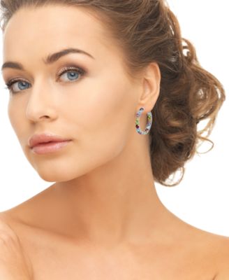 Multi-Stones Inside-Out Hoop Earrings (7-5/8 ct. t.w.) in Sterling Silver