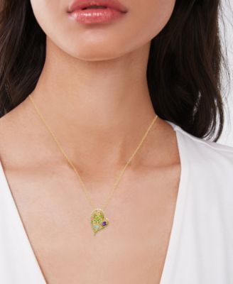 Multi-Stone (1.27 ct. t.w.) Heart Pendant Necklace in 14k Gold Over Sterling Silver