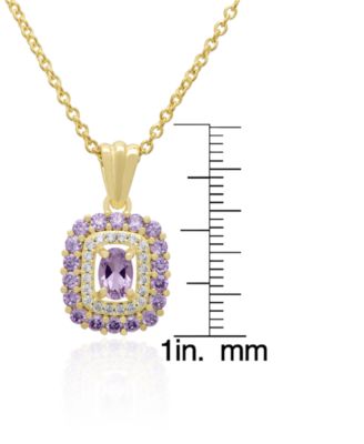 2-Pc. Amethyst & White Topaz Pendant Necklace & Earrings Set (3.13 ct. t.w.) in Yellow Gold Plated Sterling Silver