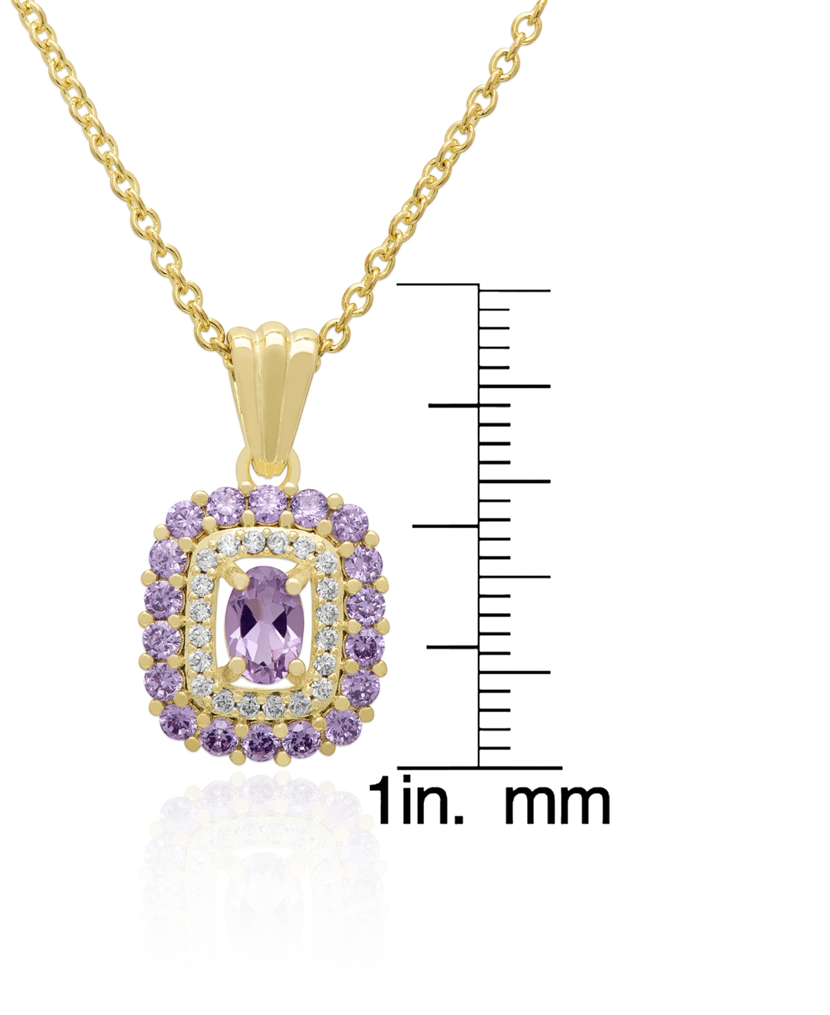 Macy's 2-Pc. Amethyst & White Topaz Pendant Necklace & Earrings Set (3.13 ct. t.w.) in Yellow Gold Plated Sterling Silver