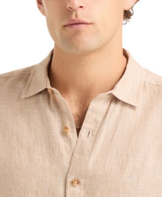 Men's Classic-Fit Solid Linen Short-Sleeve Shirt 