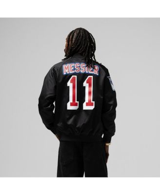 Men's and Women's Mark Messier Black New York Rangers Maxxed Out Full-Zip Satin Jacket