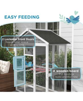 64.5" Wooden Bird Cage Aviary, Flight Cage with Slide-Out Tray