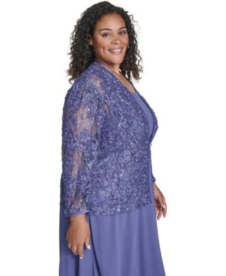 Plus Size Maxi Dress with 3/4-Sleeve Jacket, 2-Piece Set
