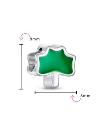 Set of 2 Good Luck Lucky Irish Shamrock Enamel Green Clover Charm Bead Sterling Silver Fits European Bracelet