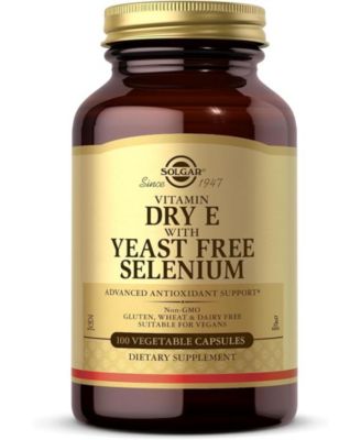 Dry Vitamin E with Yeast-Free Selenium Vegetable Capsules ,100 V Caps