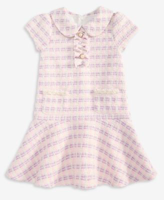 Girls' 2T-6X Short-Sleeve Boucle Dress
