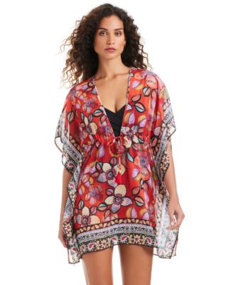 Women's Flame Palmette V-Neck Swim Caftan