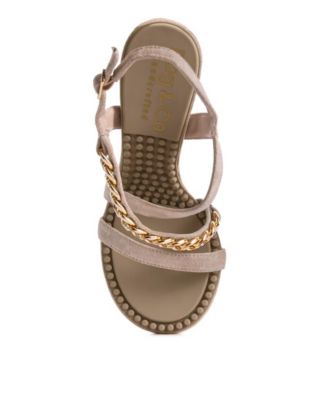 DOMEDA Womens Metal Chain Embellished Sandals