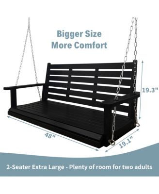 5 FT Extra Large 3-Seater Wooden Porch Swing, for Outdoor Patio Garden Yard (Deep Brown)