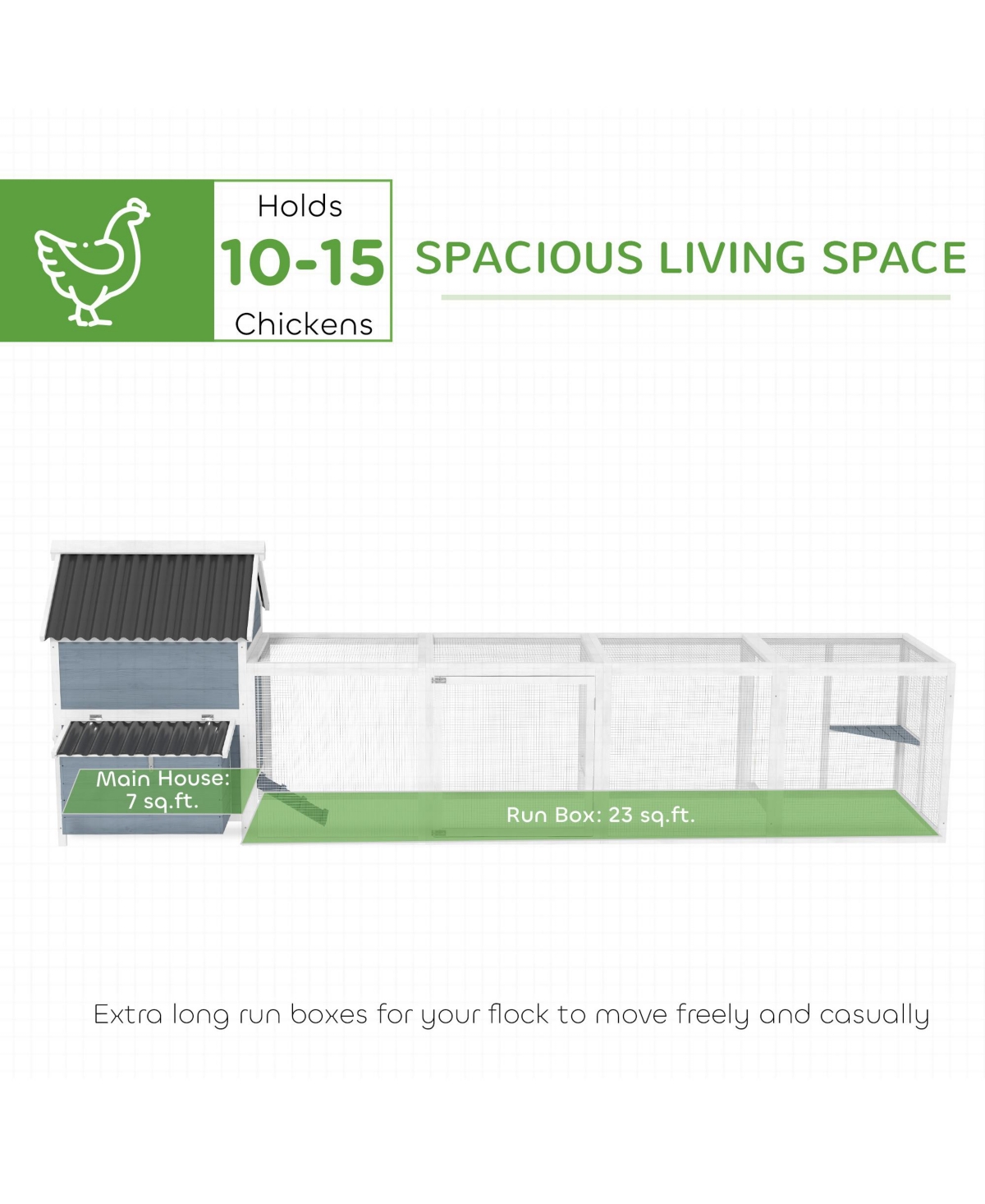 PawHut 156" Extra Large Chicken Coop with 2 Nesting Box & Run Cage
