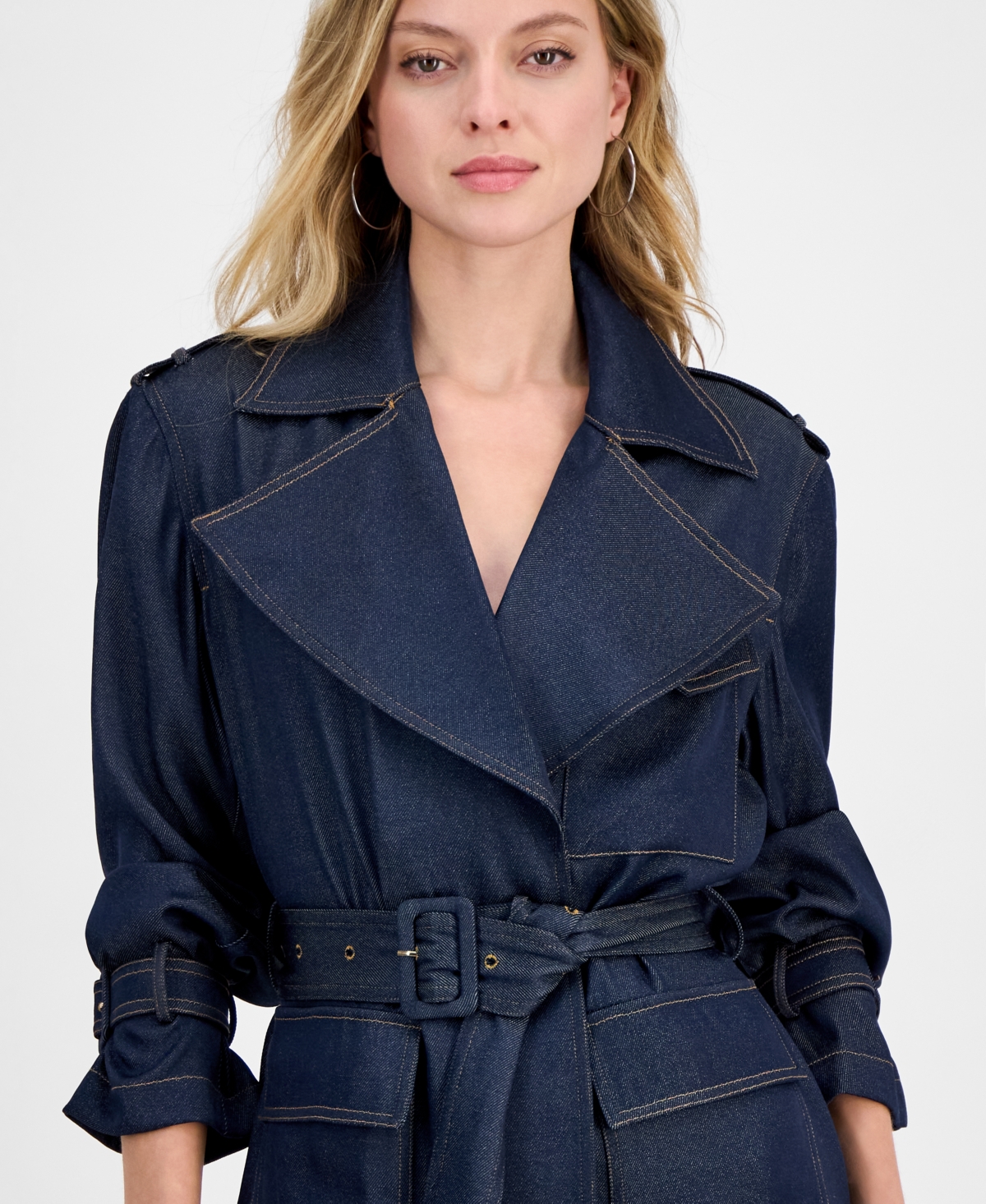 Guess Women's Regine Short Fluid Trench Coat