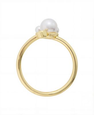Mickey Mouse Faux Cultivated Pearl and Cubic Zirconia Ring