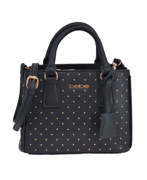 Женская сумка Bebe Sagan Studded Small Satchel, цвет: Чёрный