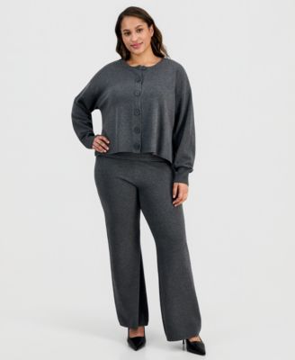 Trendy Plus Size Button-Front Long-Sleeve Cardigan, Macy's Exclusive 