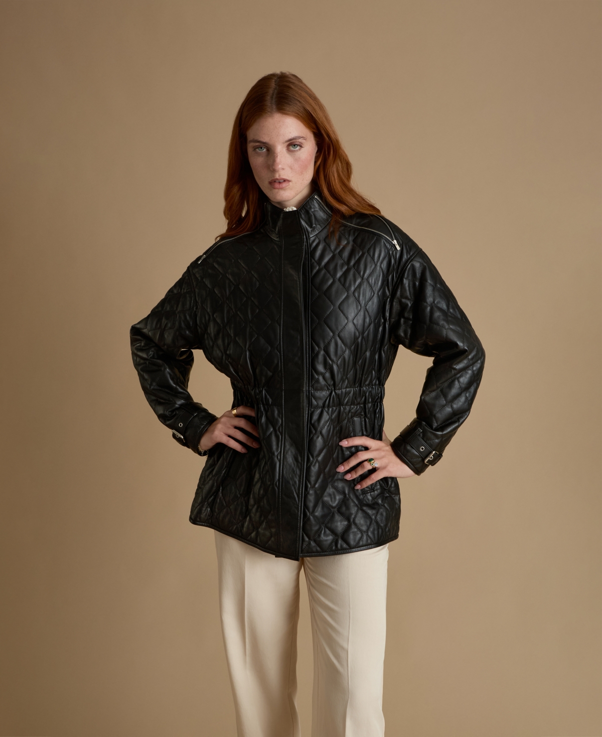 Furniq Uk Women's Genuine Leather Jacket, Black