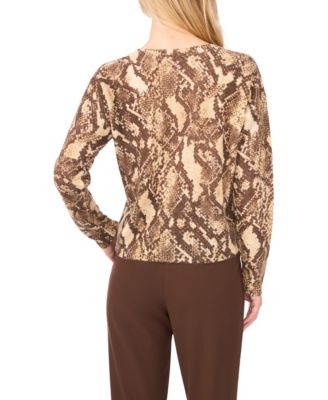 Women's Snake Print Long-Sleeve Sweater
