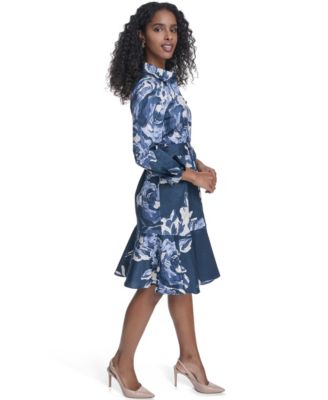 Women's Collared Long-Sleeve Shirt Dress