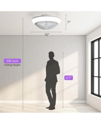 15-inch Modern 7-Blade RGB Colorful Ceiling Fan Light with Six Speed Remote Control and Forward Reverse Function