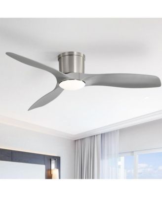 52-inch Modern Minimalist Sand Nickel 3-Blade Flush Mount with Remote Control,Supporting Mobile Device Connection and Voice Function