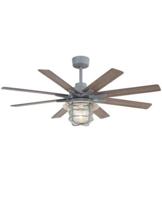 52-inch Grey Farmhouse 8-Blade Indoor Ceiling Fans with Light Kit and Remote Control Dc Motor Bubble Glass Lampshade