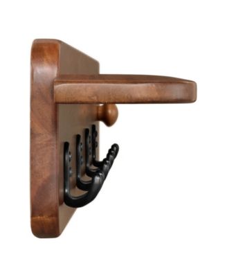 36" Acacia Wood Calais Wall Shelf with Hook