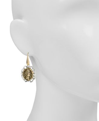 Gold Plated Coin Drop Earrings