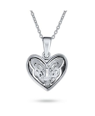 Celtic-Inspired Love Knot Necklace and Heart Stud Earrings Jewelry Set Oxidized Sterling Silver