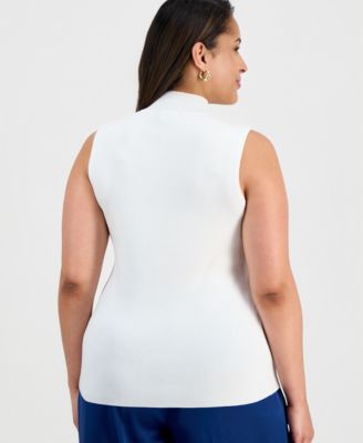 Plus Size Mock-Neck Sleeveless Sweater