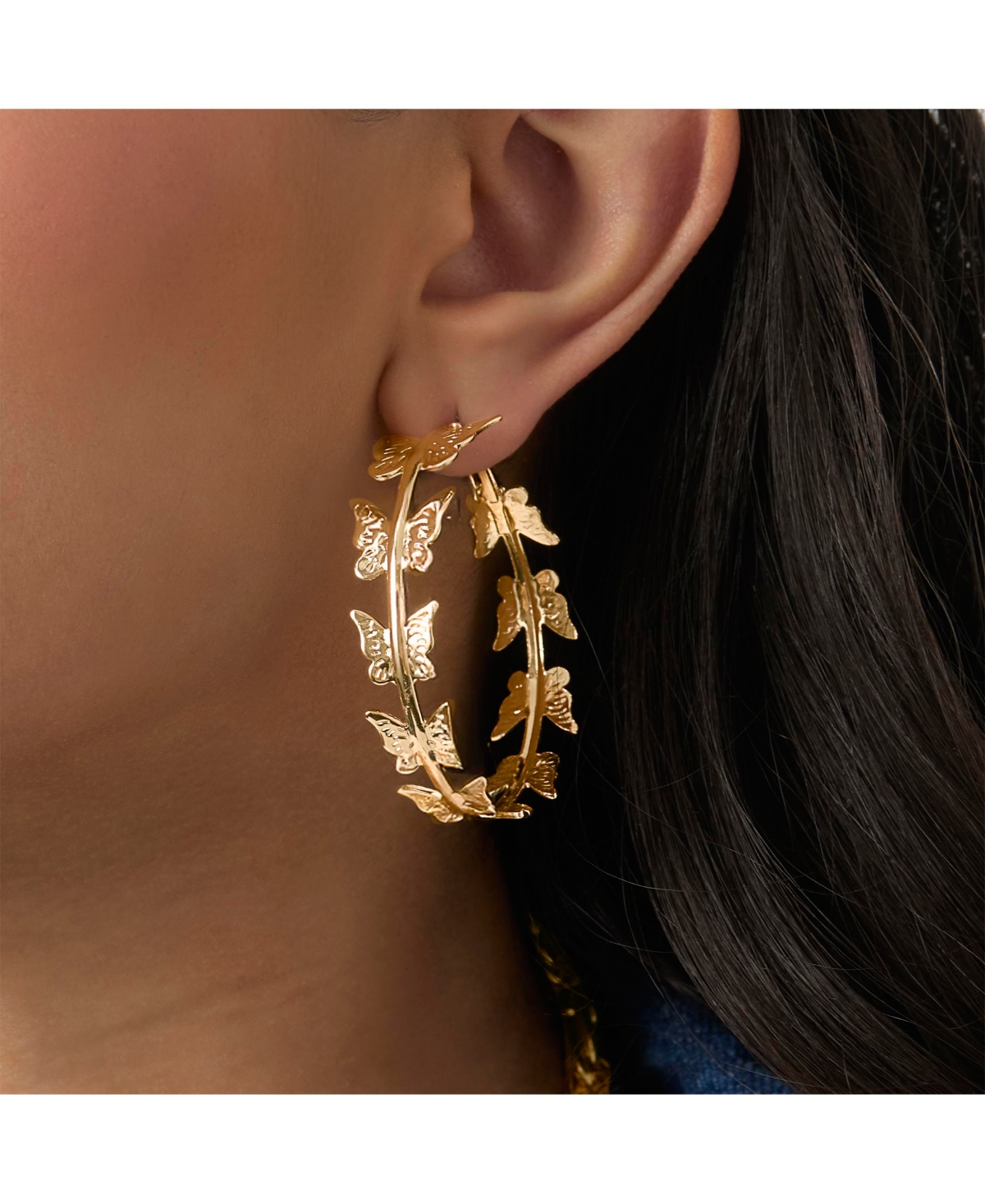 Jessica Simpson 3-Piece Gold-Tone Hoop Earring Set with Butterfly Details