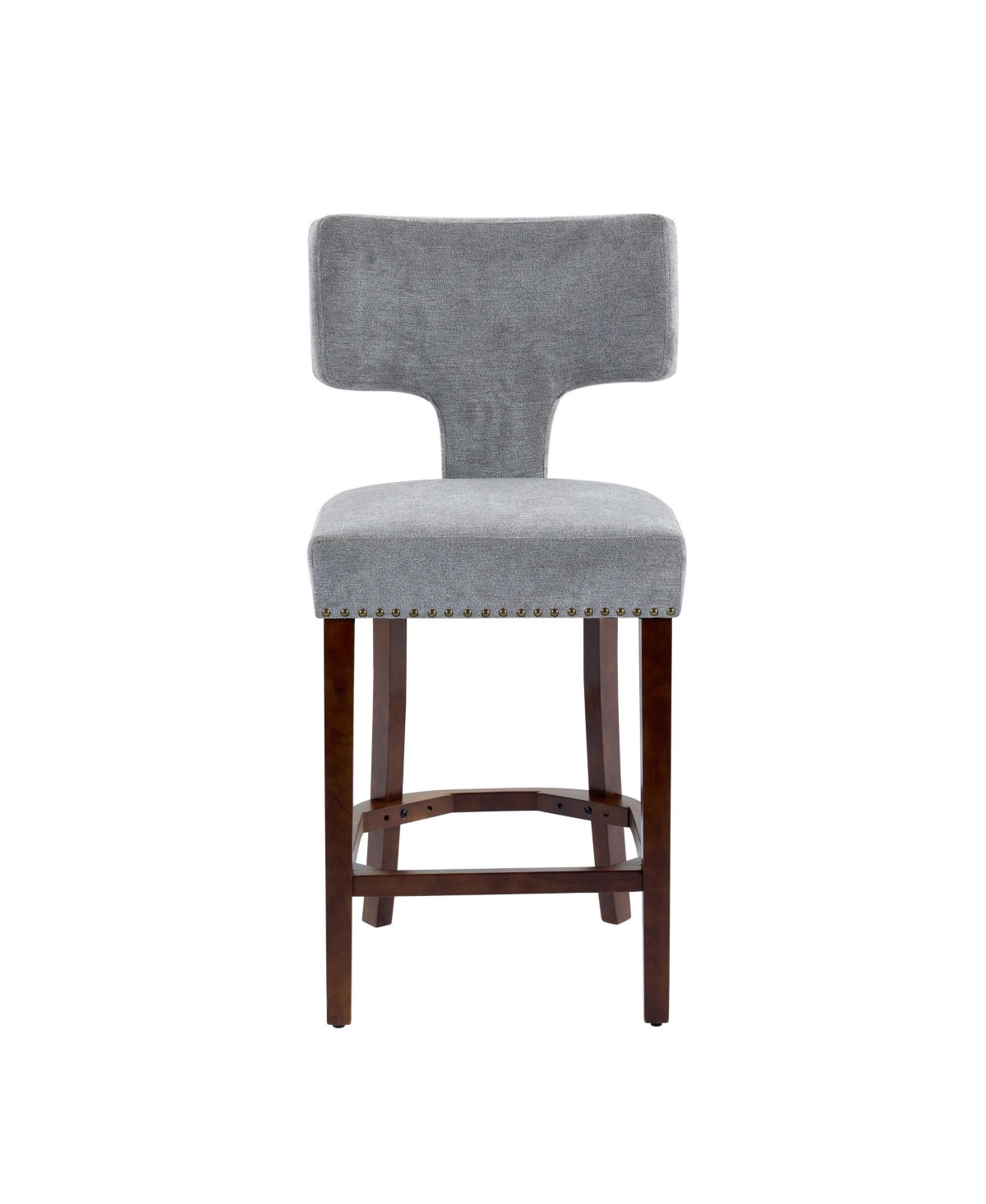 sumyeg Set of 2 Mid-Century Counter Stools with Curved Back and Upholstered Seat