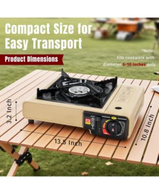 Dual Fuel Camping Stove with Butane&Propane Compatibility, Portable Stove for Outdoor, 7800 BTUs Output, Khaki