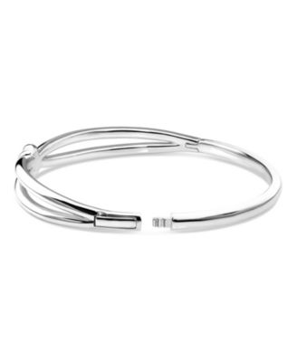 Love Knot Bangle Bracelet in Rhodium Plated Sterling Silver, Size Medium
